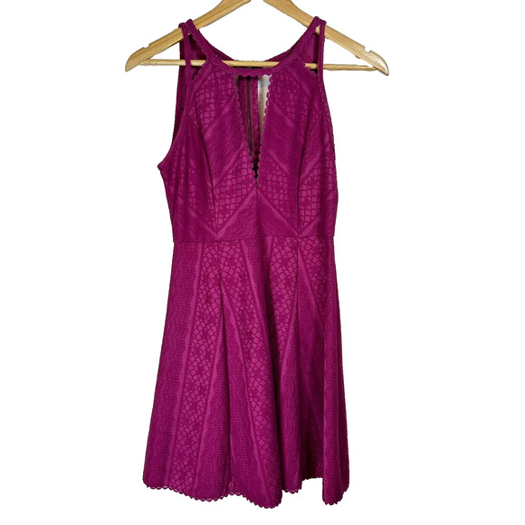 Free People Miss Connections Fuchsia Flirty Summer‎ Cutout Dress Woman’s 4 - Picture 3 of 14